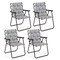 Set of 4 Brown Portable Folding Beach Chair with Steel Frame and Weather-Resistant Webbing for Outdoor Seating